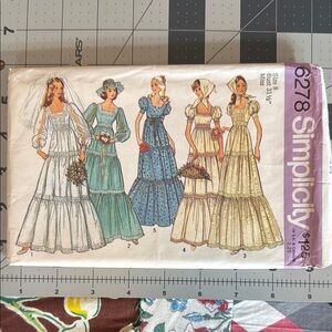 Vintage Simplicity 6278 Prairie Wedding or Bridesmaid Dress Pattern – Size 8